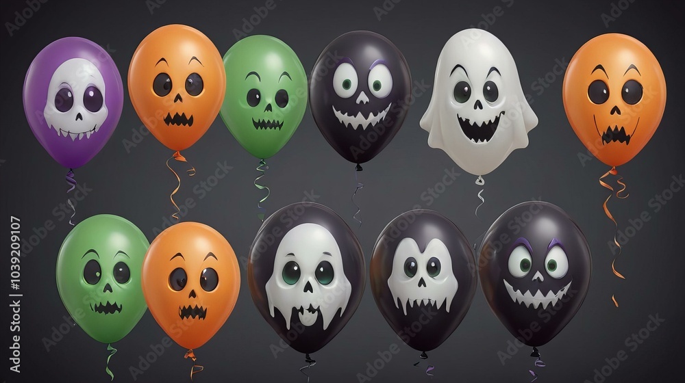 Wall mural set of balloons for halloween