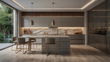 modern kitchen interior.  Generative ai