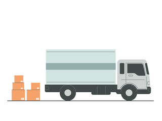 Van truck with merchandise boxes. Shipping logistic delivery cargo