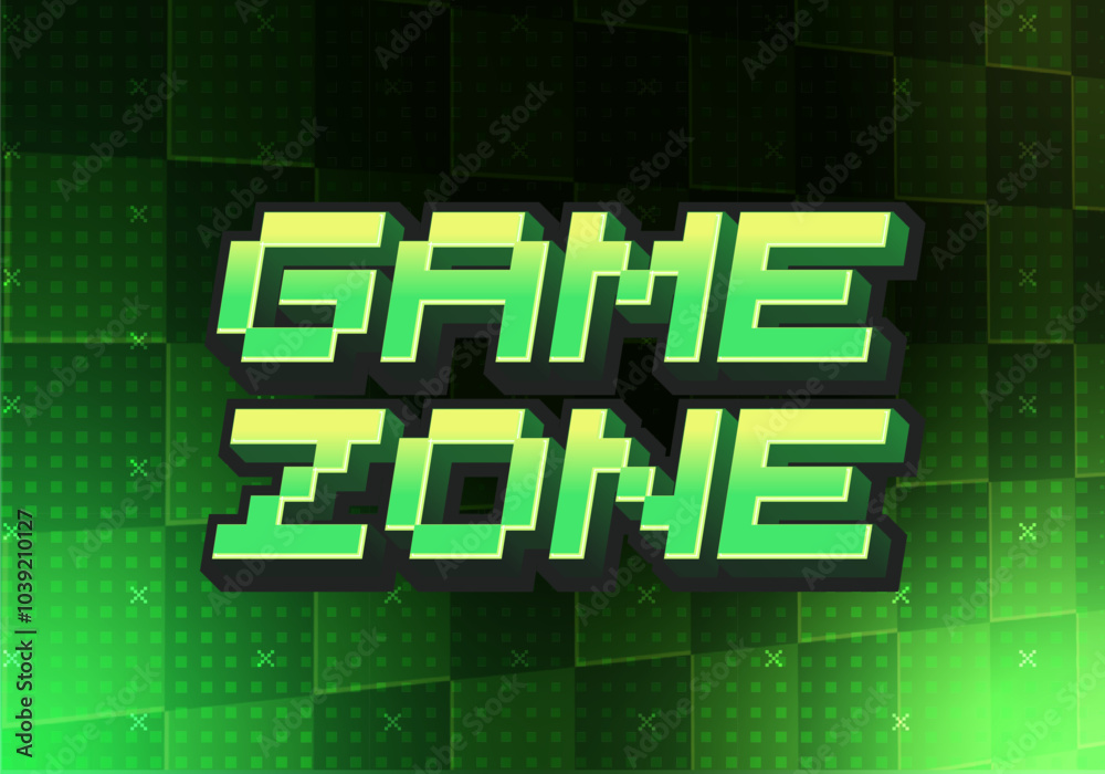 Fototapete vector game zone editable text effect
