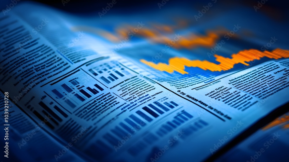 Leinwandbilder A close-up of financial data displayed on paper with graphs and charts, emphasizing economic analysis and trends.
