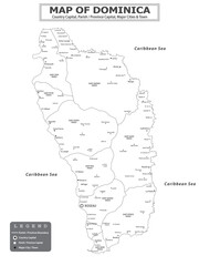 Fototapeta premium American Countries Geography Political map. Political map of country with capital, province or state capital, major cities and town.