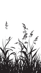 A meadow filled with tall grasses. silhouette illustration