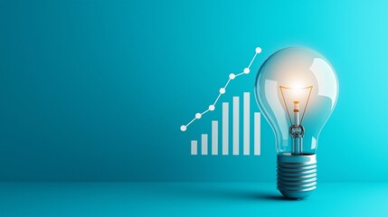 Light bulb with growing graph, symbolizing innovation and success.