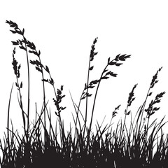 A meadow filled with tall grasses. silhouette illustration