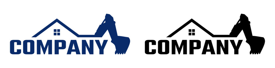  excavation services, excavator logo design, editable construction logo design, illustration, graphic, vintage, badge 