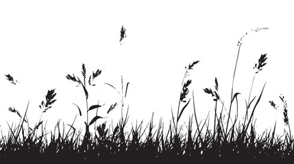 A meadow filled with tall grasses. silhouette illustration
