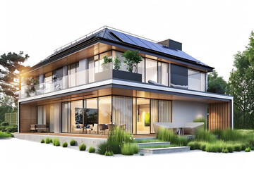 Fototapeta premium Modern house concept with solar panel version 2