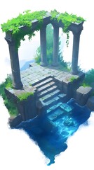 Obraz premium Aerial View of an Underwater Realm with Stone Columns
