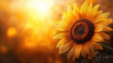 Fototapeta premium Freshly bloomed sunflowers facing the bright morning