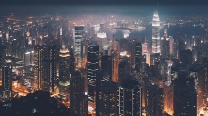 Obraz premium Nighttime Cityscape of Hong Kong