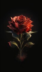 a rose that is on a black background