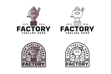brewing machine with tank, keg, barrel, tube colorful and outline badge logo design set for brewery factory and industry. beer production instrument  illustration logo template for brewer, bar, pub
