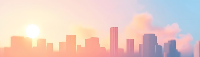 Fototapeta premium Panoramic View of Bustling Urban Street at Sunset