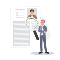 Employer Contemplating Job Application Review. Hiring Decision Process in Business Recruitment