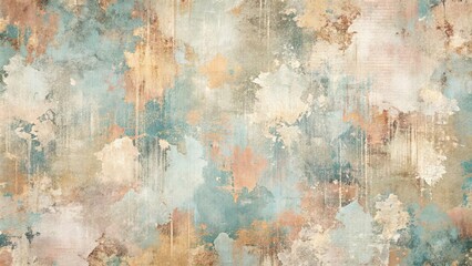 Obraz premium Abstract Texture of Worn and Weathered Surface with Blending Hues of Teal, Beige, and Orange