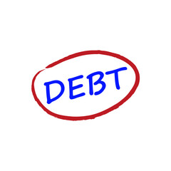 Debt ceiling word hand writing. Financial business payment loan taxes cost cut deduction concept vector illustration 