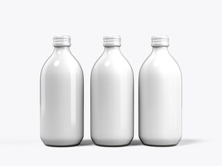 White Blank Container Glass Bottle Mockup 3D Render