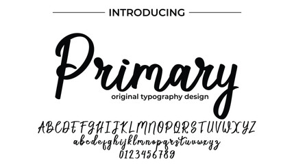 Primary Font Stylish brush painted an uppercase vector letters, alphabet, typeface