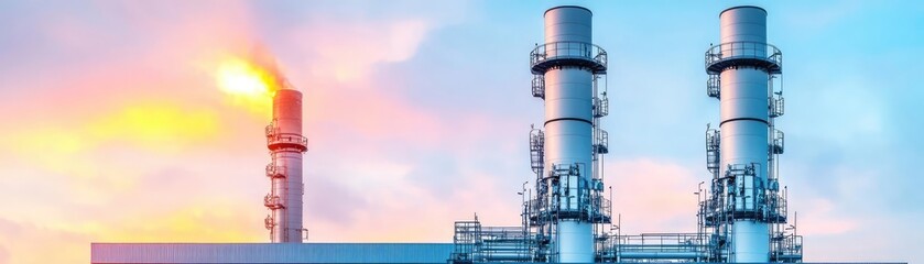 Fototapeta premium Fuel processing plant with clean lines, modern design, advanced technology