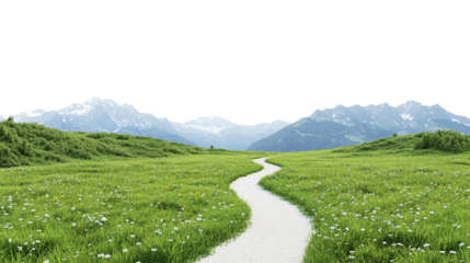 Scenic Landscape with Rolling Hills and Snowy Mountains for Nature Inspired Artwork