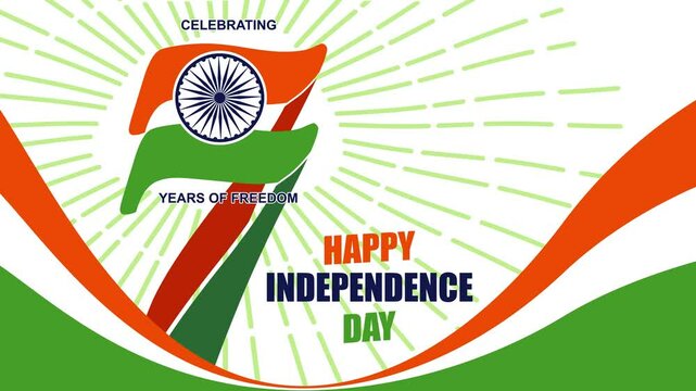 Celebrating India's 77th Independence Day. 15 August 2024. Video Animation.