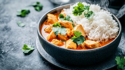 Delicious Chicken Curry with Steamed Rice