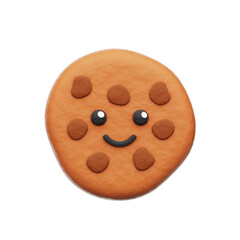 Cute Biscuit 3D Rendering Icon Isolated Transparent Background