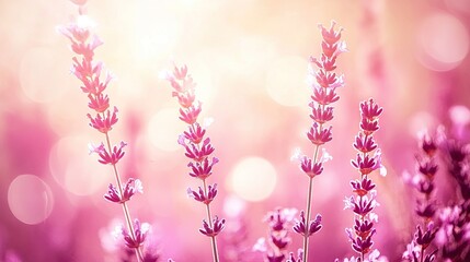 Obraz premium Vibrant field of lavender swaying gently in the spring breeze