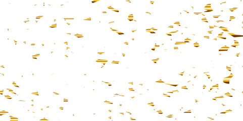 Luxury gold sparkle confetti glitter and zigzag ribbon falling down on transparent background. Vector illustration.