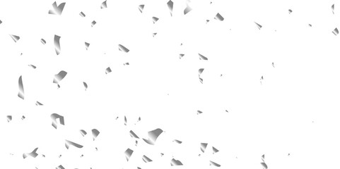 Abstract luxury silver confetti glitter and dust falling down on transparent background. Shiny glittering dust background. Vector illustration.