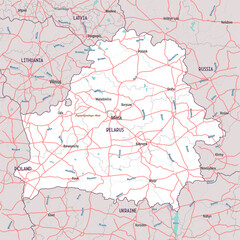 Simple outline map of Belarus coloring page