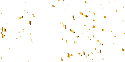 Golden glitter confetti falling down on transparent background. Vector illustration.