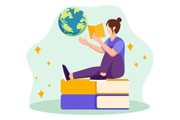 World Book Day Flat Design Illustration