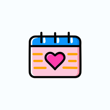 recommend clip art: Love calendar icon in flat style. Vector illustration.