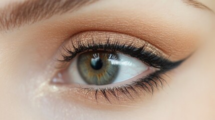 Obraz premium Close-up of Beautiful Eye with Makeup Details