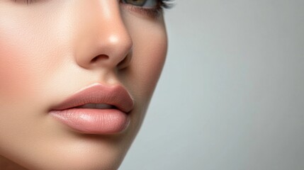 Close-Up of Beautiful Woman's Lips and Skin Texture