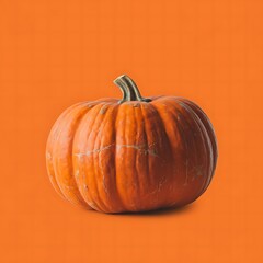 Obraz premium Realistic Pumpkin on Solid Background – Graphic Design for National Pumpkin Day, Halloween, and Festive Celebrations