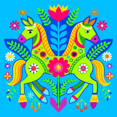 Fototapeta premium Horses in the sunset/sunrise