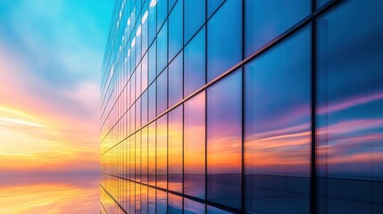 Glass Building Reflecting Sunset