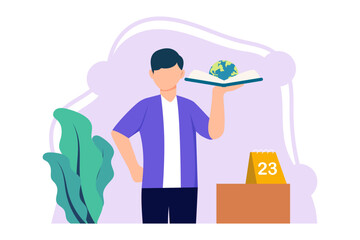 Obraz premium World Book Day Flat Design Illustration