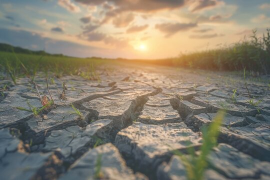 Dried-up lakes, Dry cracked desert, cracked earth, dried-out land in the dry season, The global shortage of water on the planet. Global warming and greenhouse effect concept. MZ