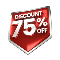 3d sales red and white discount price tag for composition 75 percent, amazing for product promotion
