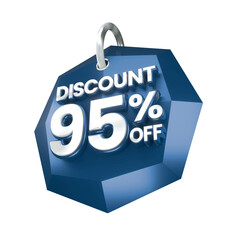 3d sales blue and white discount price tag for composition 95 percent, amazing for product promotion