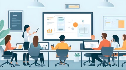 Collaborative Digital Workspace Employees Utilizing Technology for Business Success