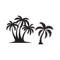 Obraz premium Palm Tree Silhouette Vector Set in Different Styles