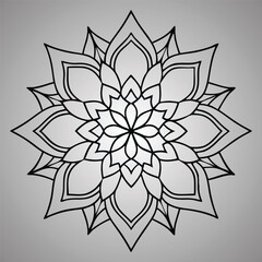 floral mandala on gray background, vintage luxury mandala, ornamental decoration vector illustration design