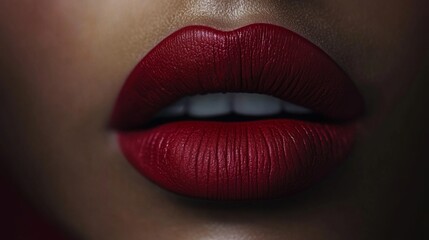 Fototapeta premium Close-Up of Bold Red Lips on Dark Background