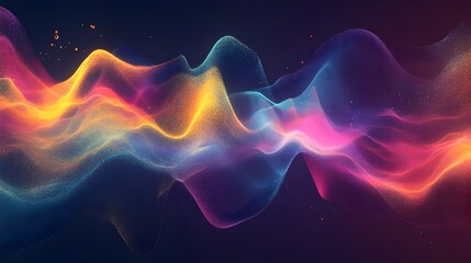 Obraz premium Vibrant Sound Wave Visualization in Prismatic Cosmic Landscape