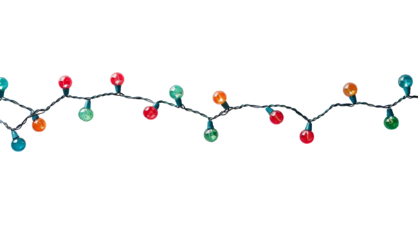 Christmas lights on white background or transparent - Powered by Adobe